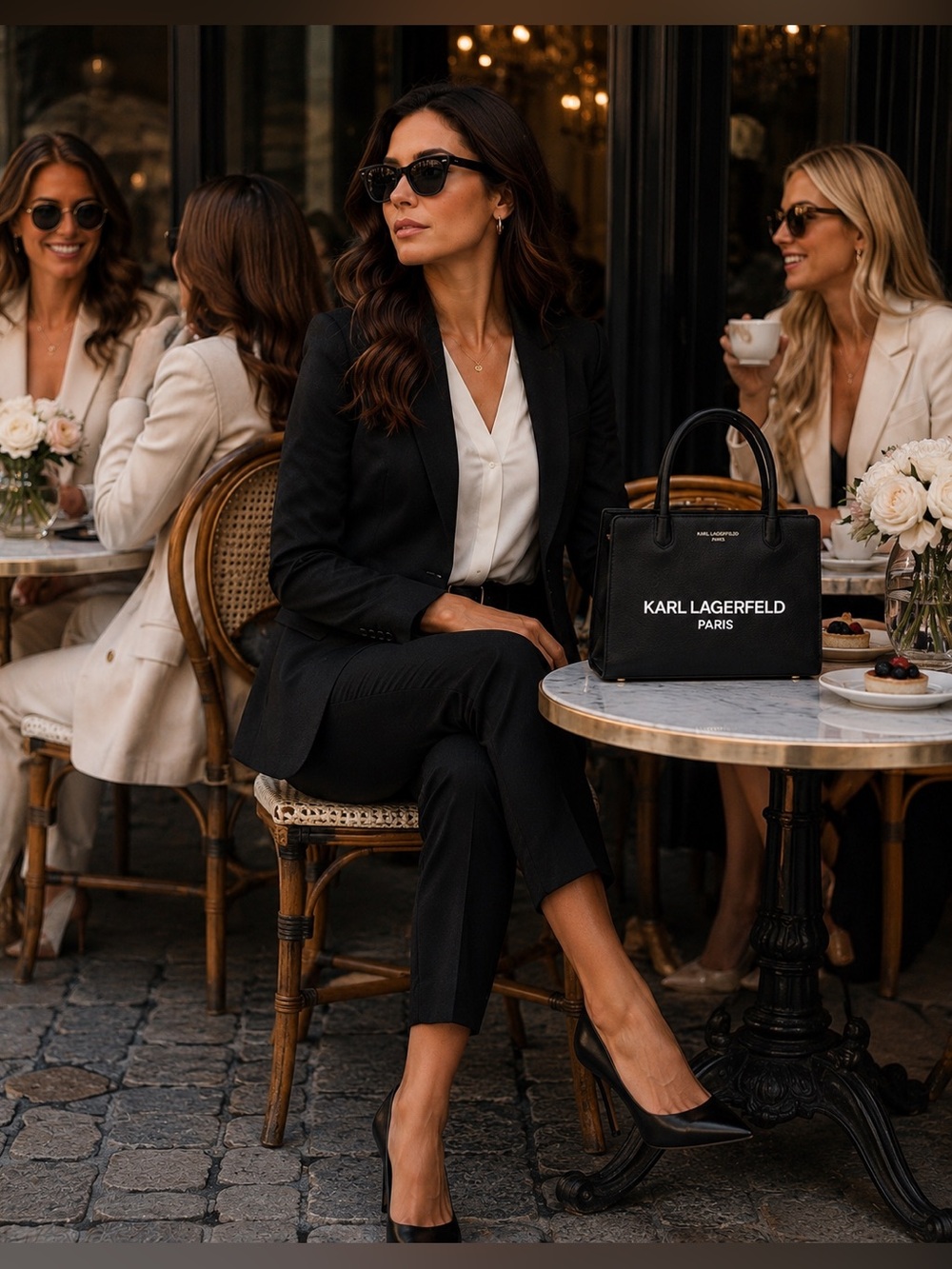 Karl Lagerfeld Black Tote Bag with White Logo